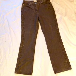 ** Vintage Jeanology Embellished Brown Jeans